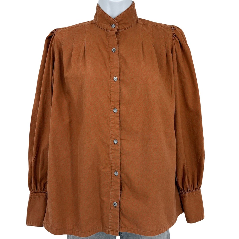 Frontier Classics Blouse Womens M Orange Puff Sleeve Prairie Western Cottagecore